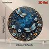 Vintage Gold Dragonfly Floral Metal Wall Art 8 Inch Retro Blue Aluminum Sign Living Room Bedroom Decor