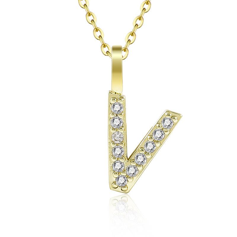 Gold Color Pendant Necklace with Chain for Women - Initial Jewelry Gift