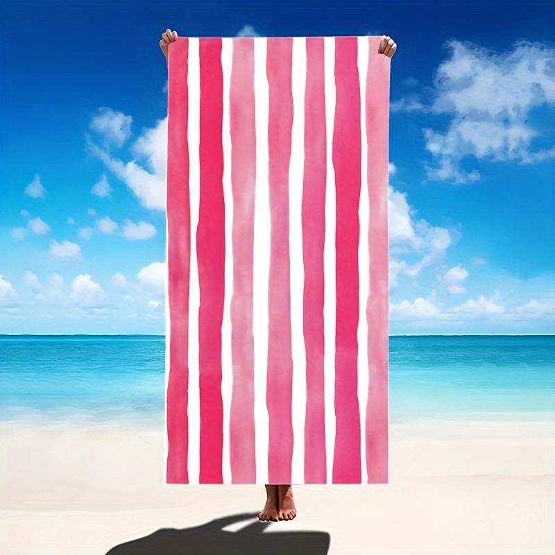 Terracotta Orange Striped Beach Towel Quick Dry Sand Free Oversized Bath Towel for Pool Travel Summer Vacation Unisex