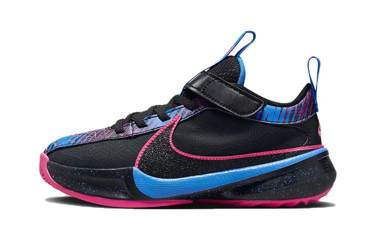 

Nike Freak 5 Abrasion Resistant Low top Children s Basketball Shoes Black Blue Pink Kids FB8980-400 28