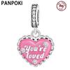 Copper Metal Elegant Exquisite Pink Heart-shaped Pendant Bead Components Bracelet High Quality Fine Jewelry Charm Bead Components Compatible With