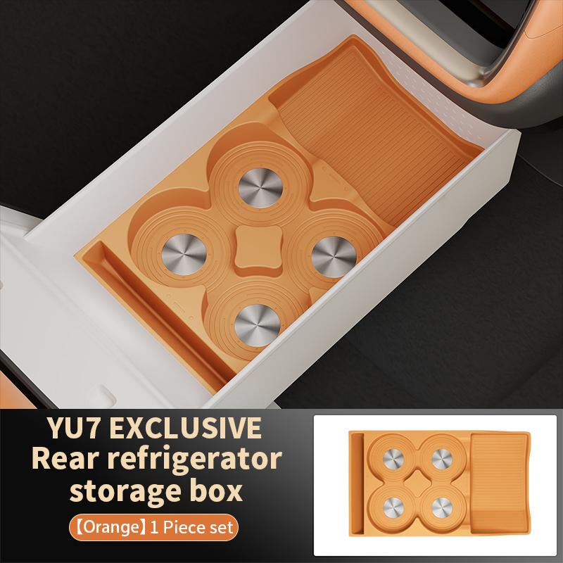 For Xiaomi Yu7 2025 2026 Center Armrest Second Row Fridge Storage Hidden Box Silicone Protective Mats Cup Holder Organizer