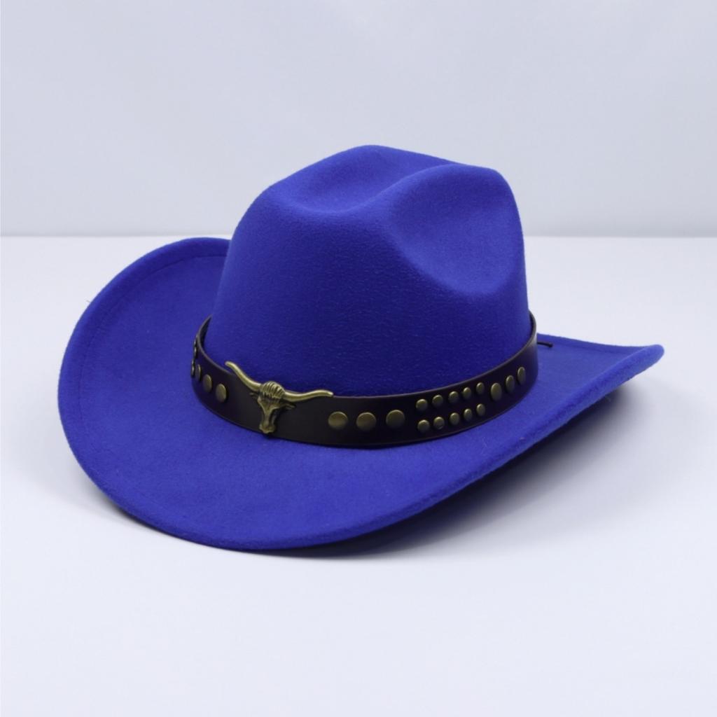 Popular cowhead jazz hat, vintage ethnic style wide-brimmed woolen hat, British gentleman's conical felt hat