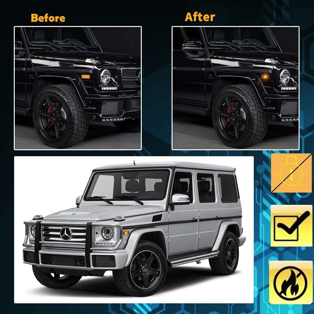 2pcs Front Smoked Lens Amber LED Side Marker Light Compatible With 2002-14 Mercedes Benz W463 G-Class G500 G550 G63 AMG Sidemarker Lamps