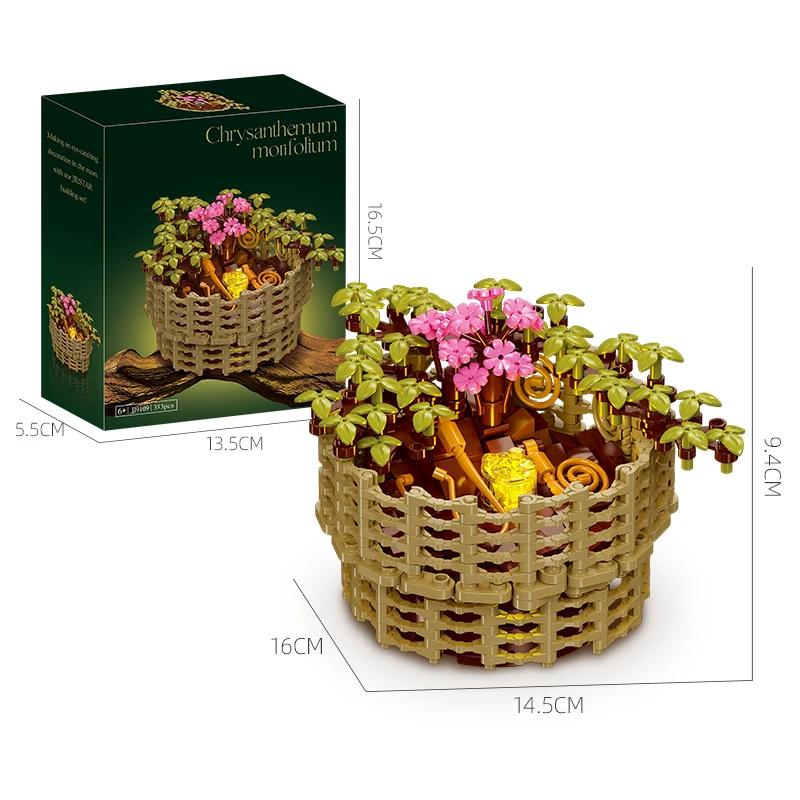 

353PCS Potted Basket Building Blocks Creative flowers Plant Pots Model Light Bricks Desktop Decoration Toy For Kids Holiday Gift