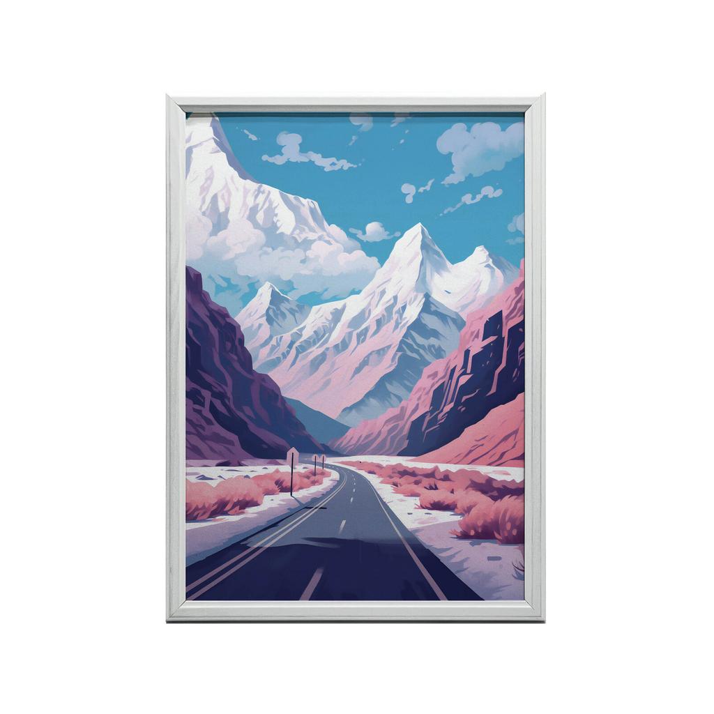 Pastelowy Krajobraz Górski Pastelowy Krajobraz Górski, 70X100 Cm, Rama Drewniana Jasny Dąb, Papier Matowy 230 Gsm