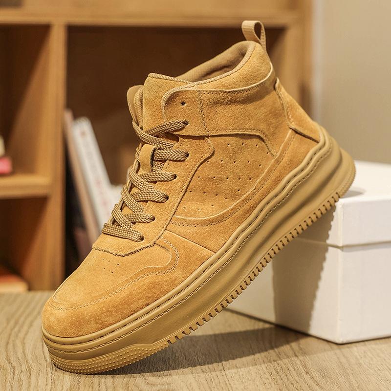High-top shoes autumn and winter new British style retro heightening casual board shoes genuine leather waterproof Martin boots