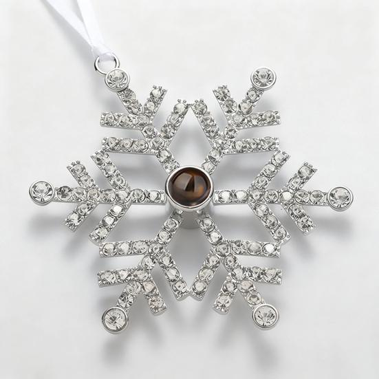 Snowflake Christmas Ornaments with Personalized Photo Projection Elegant Hanging Pendant Fun Holiday Christmas Tree Decorations