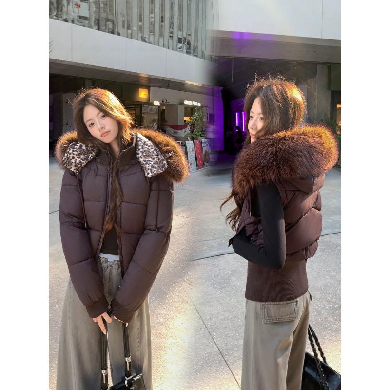 Removable sleeves, large fur collar cotton-padded clothes, women's short jackets, new European and American cotton-padded clothes, women's loose cotto