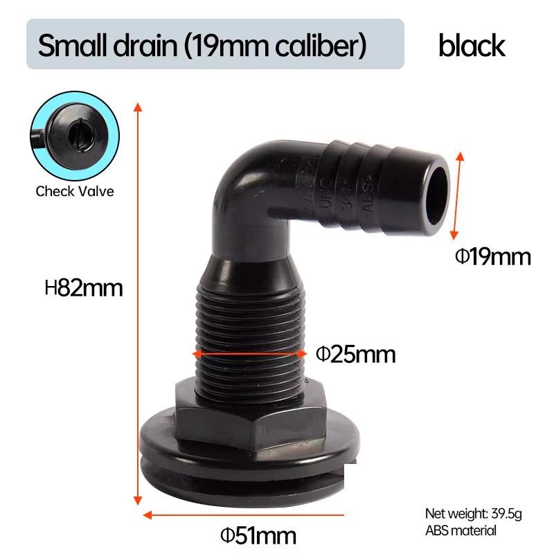 90° Marine Drainage Outlet Yacht Bilge Drainage Outlet Marine Sewage Outlet Hull Right Angle Black/White Outlet small 19mm black