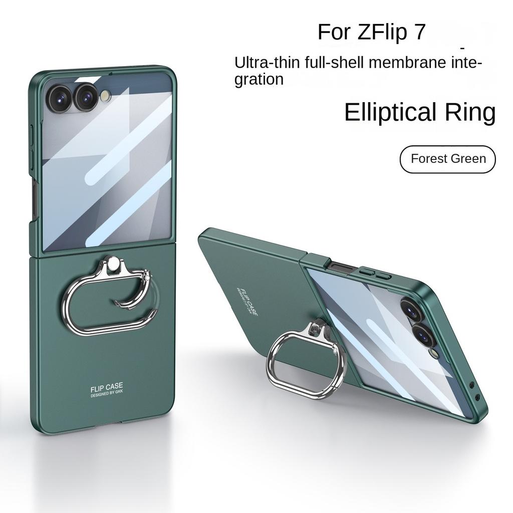 For Samsung Galaxy Z Flip 7 Case Hard Slim with Ring Stand Protective Back Cover Case for Samsung Z Flip7 Full Cover Phone Shell