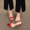 New Style Elegant Pointed Toe Transparent Heart High Heels Mules Slipper Shoes Women Black White Red Shoes Luxury Designer Pumps