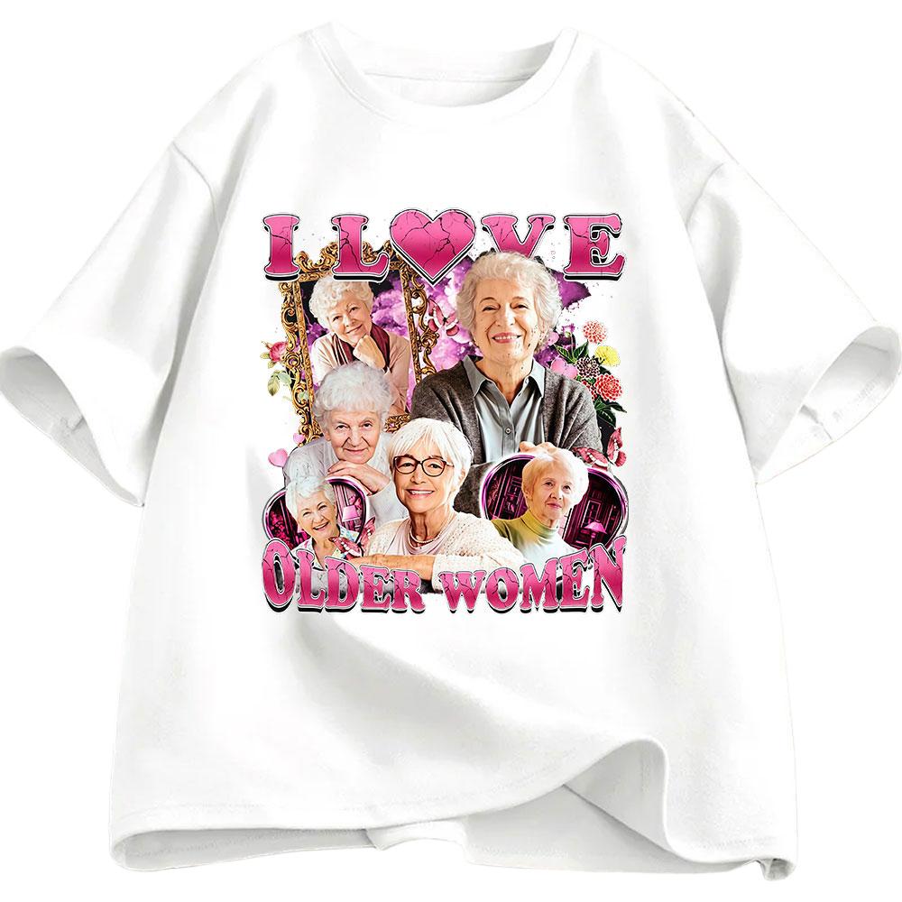 I Love Elderly Womens Fun Meme Tshirt 2026 Summer Mens Womens Casual Cotton Fashion Humorous Oversized Tshirt Street Wear