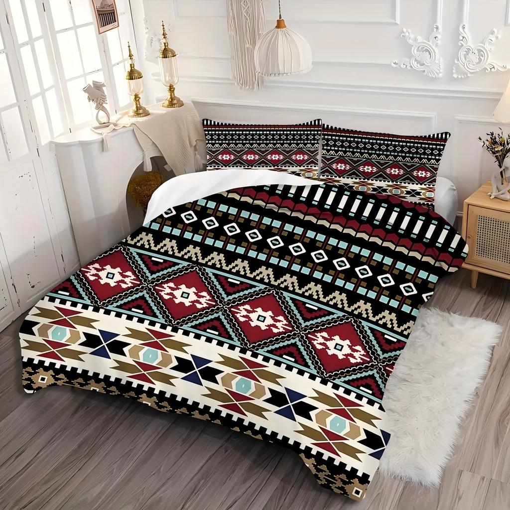 Comforter Geometric Pattern 3D Printed Retro Exotic Tribal Style Bedding Set Luxury Home Textiles Comfortable S