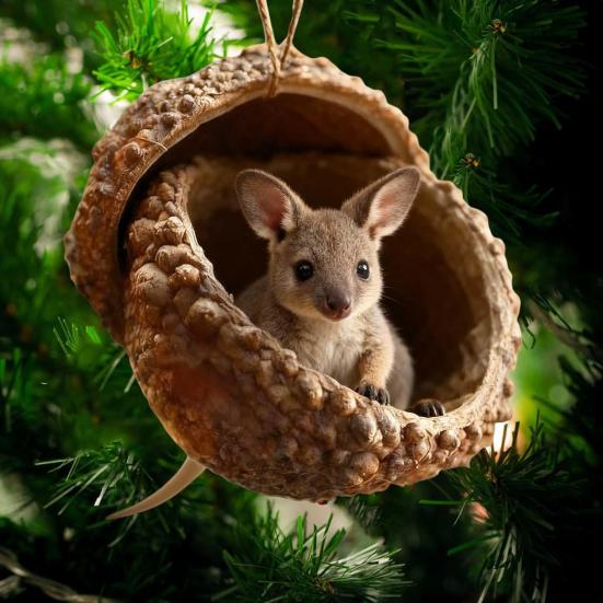 Forest Animal Acorn Hanging Ornaments Acrylic Christmas Tree Decor with Squirrel Rabbit Pony Designs 2D Flat Pendants for Holiday Gifting