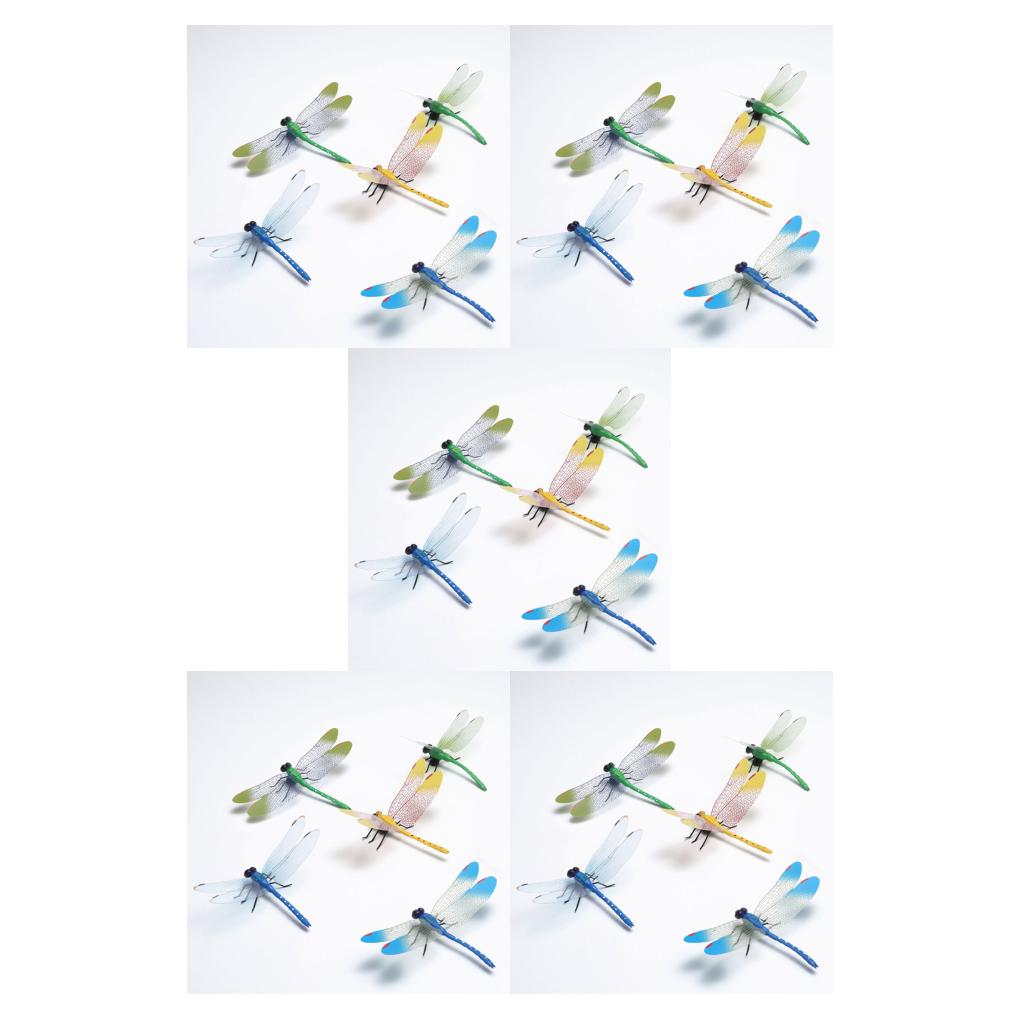 5pcs Garden Dragonfly Decor Model Props Home Backyard Adornment Lawn Sculpture Adorn Ulation Insects Stake Decoration