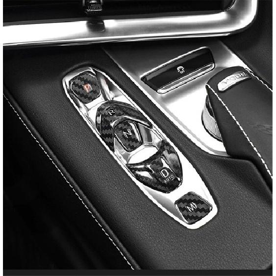 Set Real Carbon Fiber Center Gear Shift Button Cover Sticker For Corvette C8 20+