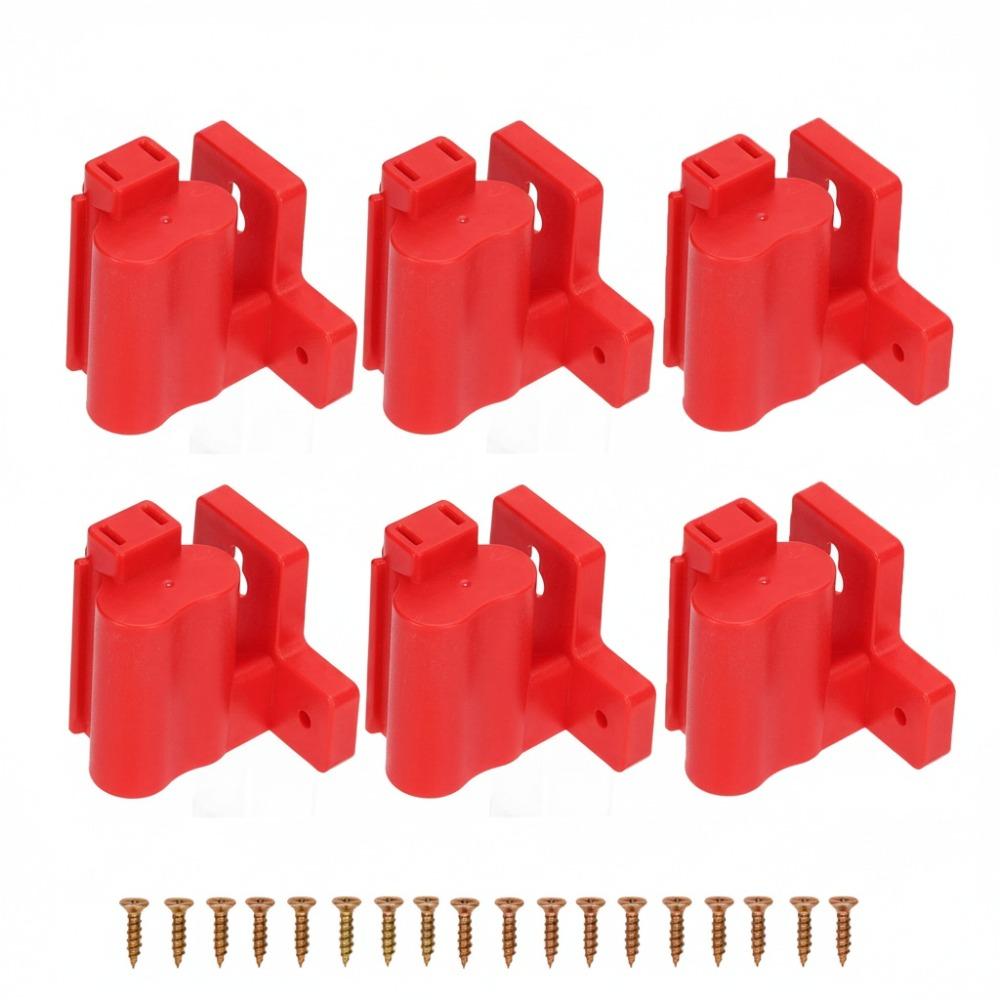 

6 Packs For Milwaukee M12 12V Tool Holder Mount With 18 Screws ABS Plastic Wall Mount Organizer Red Battery Dock Holder