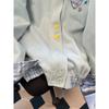 Star Contrasting Women's Hoodie Plaid Lapel Colored Button Sweatshirt Jacket Korean Casual Female Loose Long Sleeved Top