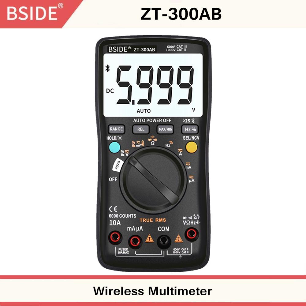 Zt-300ab Wireless Digital Multimeter True Rms Manual/auto Ranging 6000 Counts Dmm Voltage Capacitance Temp Amp Ohm Diode