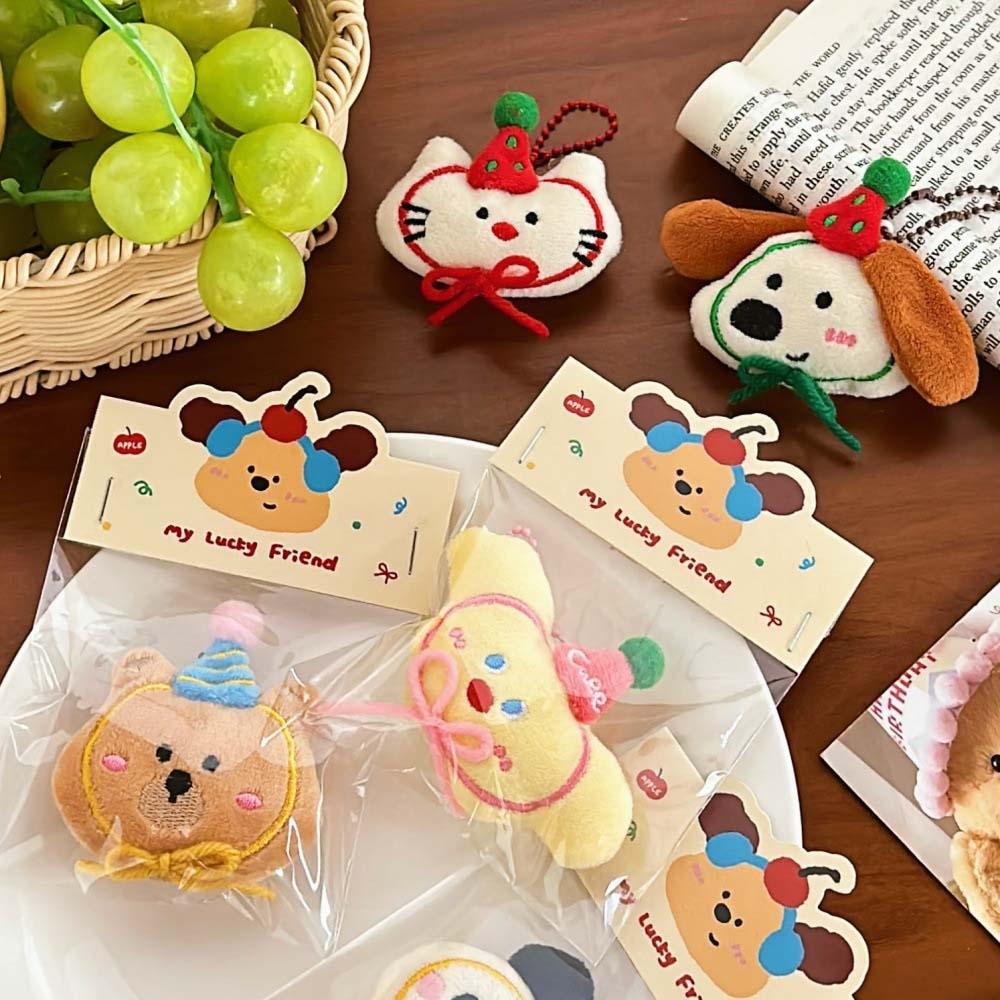 Animal Cat Dog Doll Plush Keyring Panda Bear Dog Cartoon Plush Pendant  Gift Toys
