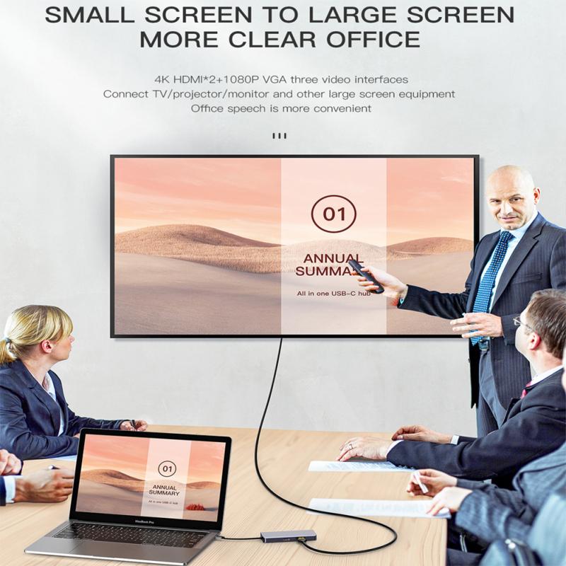 9 In 1 Dual Hdmi-compatible Vga Usb C Hub Multi-monitor Display Hub  Atapter