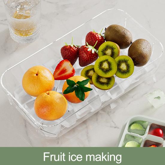 Ice Cube Tray with Lid And Bin Press-Button Release Ice Mold for Freezer