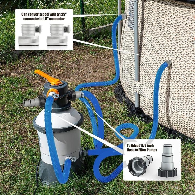 2Pcs Pool Hose for Above Ground Pools 1.5In Diameter 59In Length Replacement Swimming Pool Pump Hose with Hose Clamps
