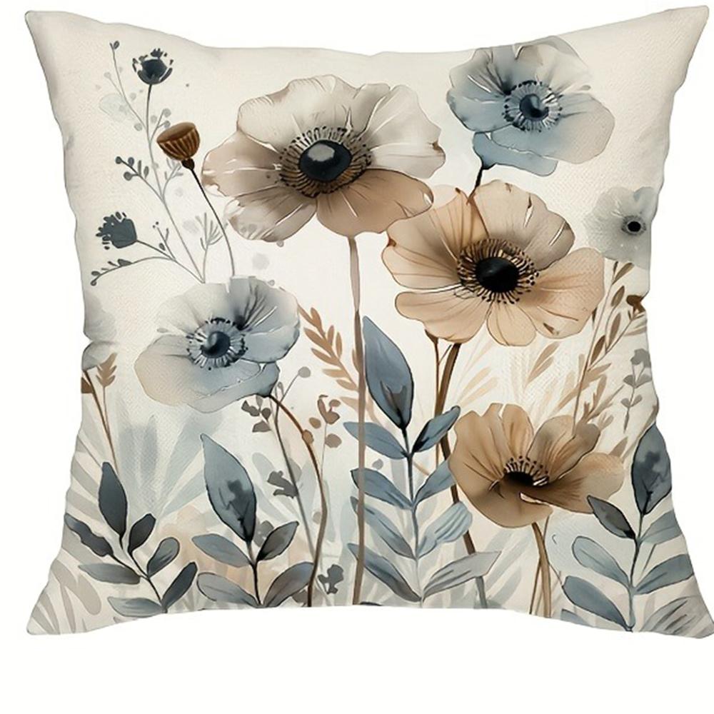 Neutral watercolor floral pattern printing pillowcase living room sofa cushion cover home bedroom room decoration 45x45cm