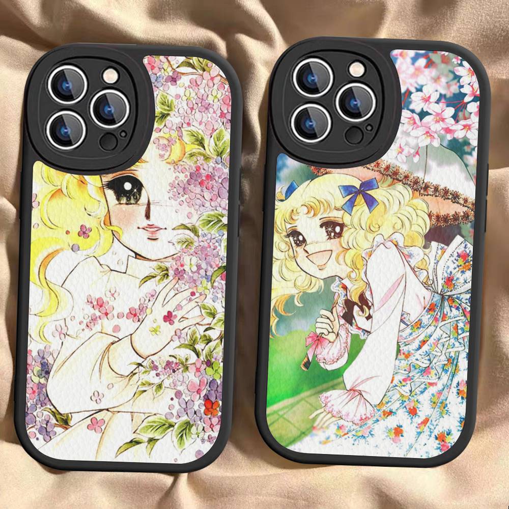 Manga Candy Phone Case For IPhone 16 15 14 13 12 11 Pro Max Plus Leather Soft Cover