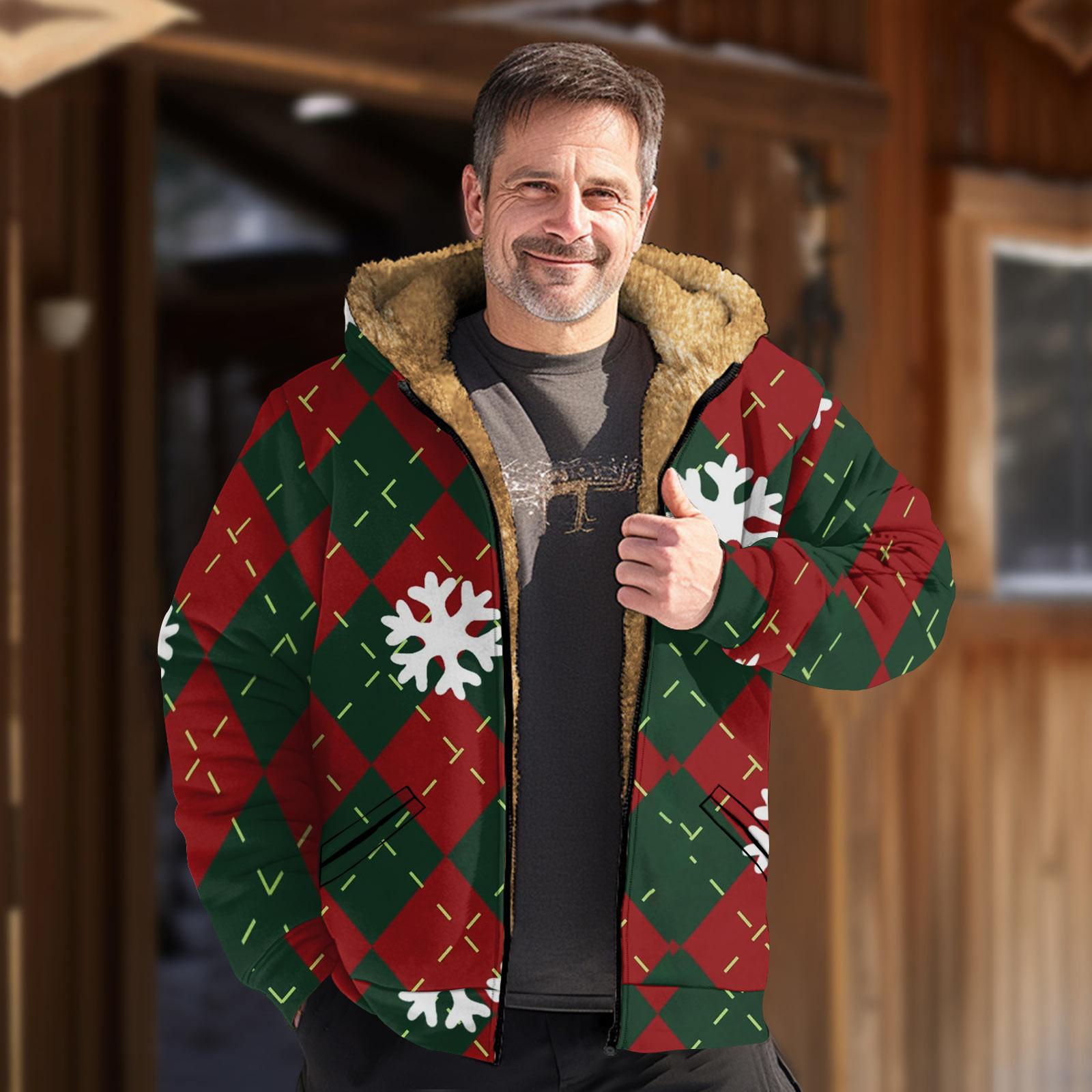 

Мужская куртка с рождественским принтом, мужская весенняя повседневная куртка с капюшоном на молнии XL красный