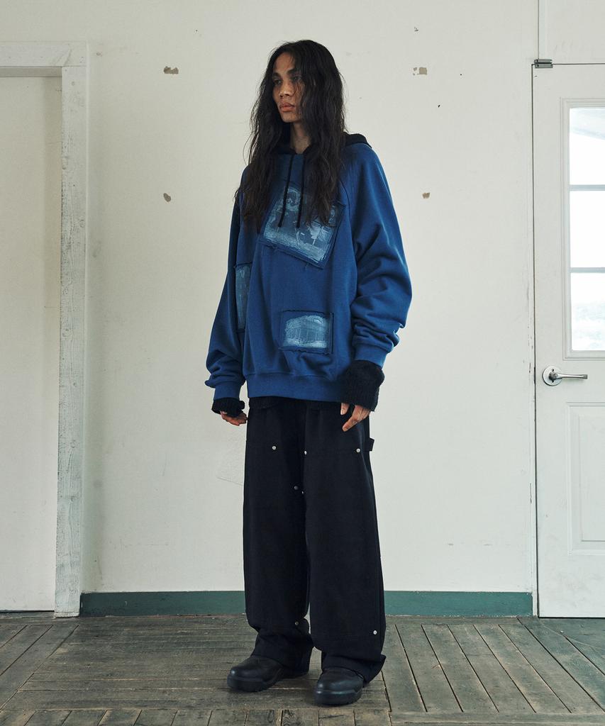 THEVINYLHOUSE Stitch Double Knee Pants Black