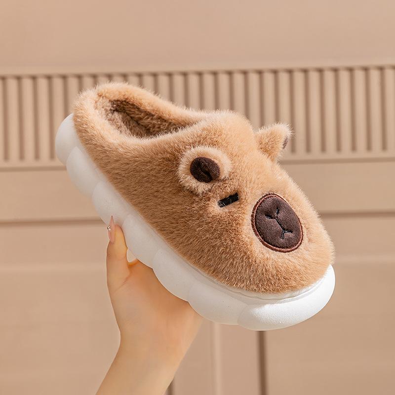 Bear Cartoon Cotton Slippers Autumn and Winter Indoor Home Thick Bottom Velvet Warm Couple Slippers