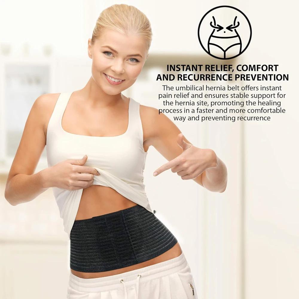Umbilical Hernia Belt for Men and Women - Abdominal Support Binder with Compression Pad - Supports Waist and Tummy After Surgery
