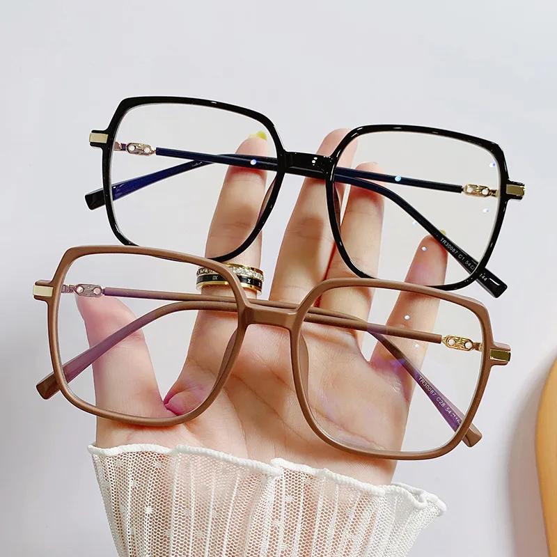 Vintage Women Glasses Anti Blue Light Metal Frame Oversized Square Eyewear Trend Optical Computer Eyeglasses