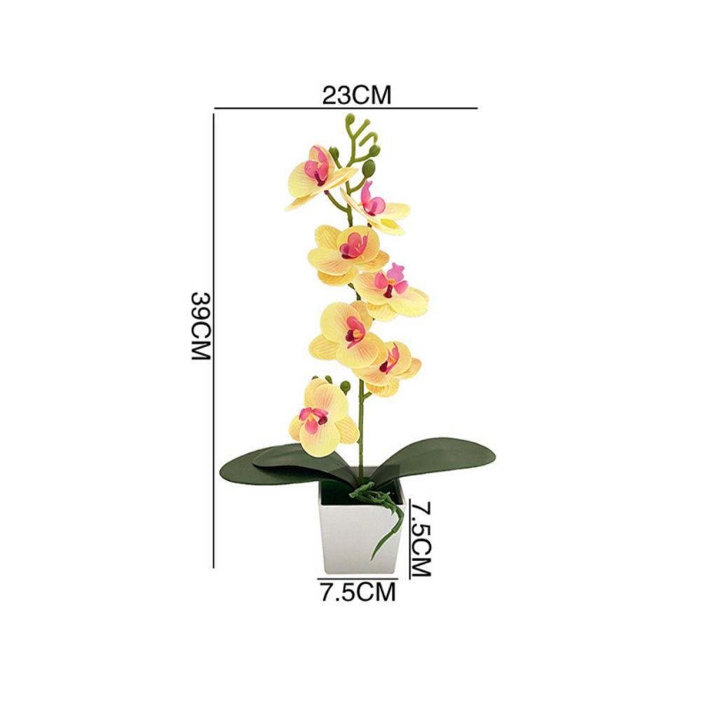 7 Flowers Artificial Orchid Potted Flowers Pink White Pot Artificial Faux Plants Multi-Bloom Plastic Fake Flower Bonsai