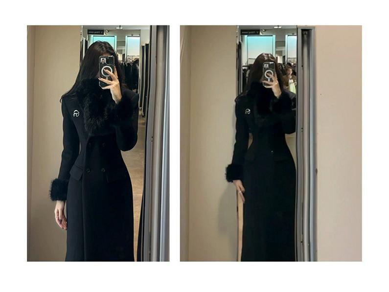 Women's Elegant White Wool Coat - Slimming High-End Winter 2024 Down Liner