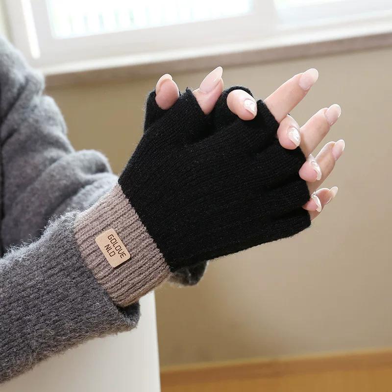 Japanese-Style Premium Touchscreen Gloves, Wool Warm Gloves for Autumn and Winter, Fleece-Lined, Finger-Separated, Cold-Proof, Unisex Knitted