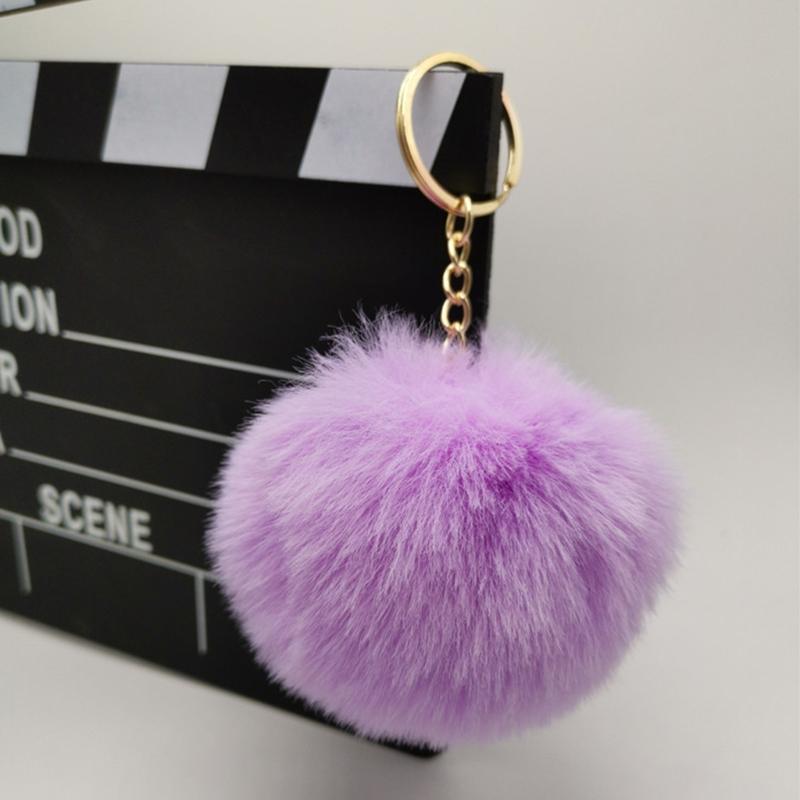 Colorful Pompoms Keychains Fluffy Plush Ball Faux Fur Keyring for Women Girl Hat Shoes Jewelry Bag Charms Accessories
