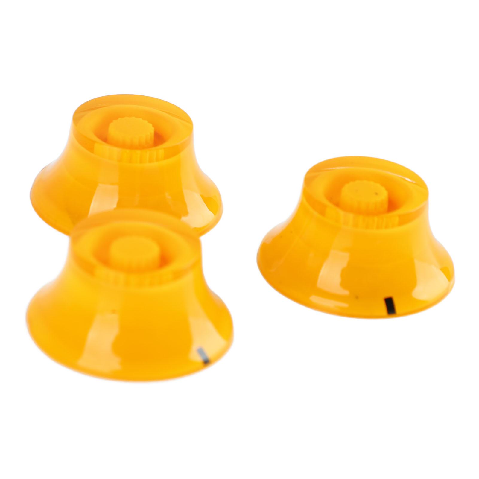 

3PCS Guitar Knob Replacement Electric Guitar Yellow Control Rotation Knob with Black Marking