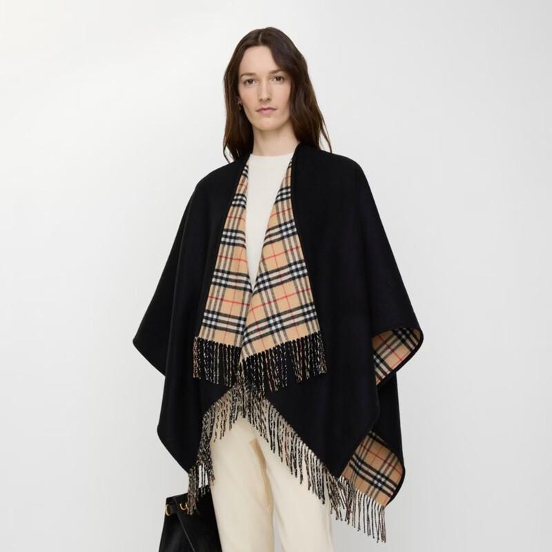 Burberry Reversible Plaid Wool Cape