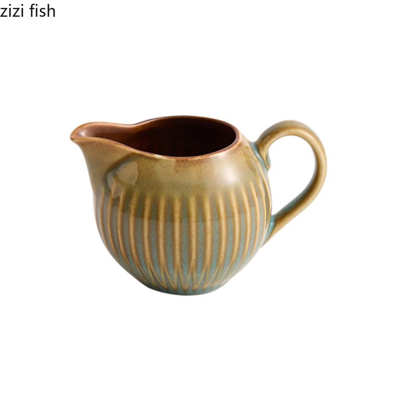 Kiln Changes Ceramic Gravy Boats Steak Sauce Pot Seasoning Sauce Pot Retro Creative Milk Jar Restaurant Specialty Tableware