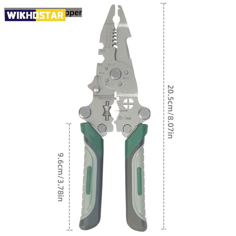 Faltbarer Abisolierer, Rollendesign, Multifunktions-Elektriker-Kabelspalter, Kabelwickelzange, Crimpzange, Handwerkzeug