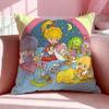 Cartoon RRainbow Brite Cushion Cover Breathable Linen Pillowcase Summer Odorless EcoFriendly Invisible Zipper Washable