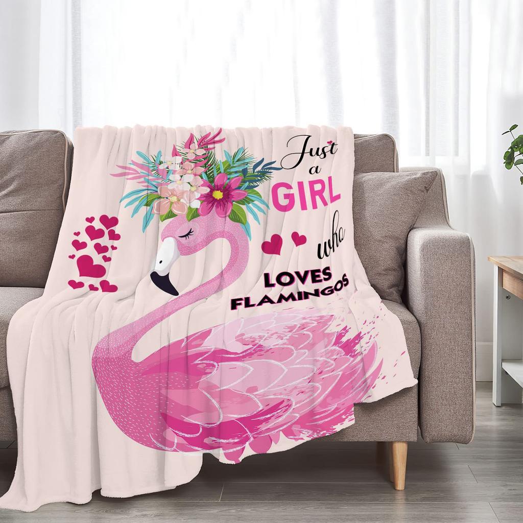 Flamingo Blanket Pink Blanket Digital Print Flannel Lunch Break Blanket Nap Sofa Blanket