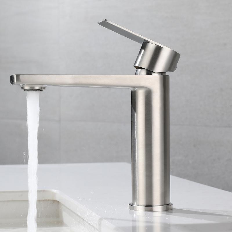 Gun Gray Stainless Steel Bathroom Sink Faucet Nickel Hot And Cold Mixed Water Single Hole Single Handle Wash Basin Faucet