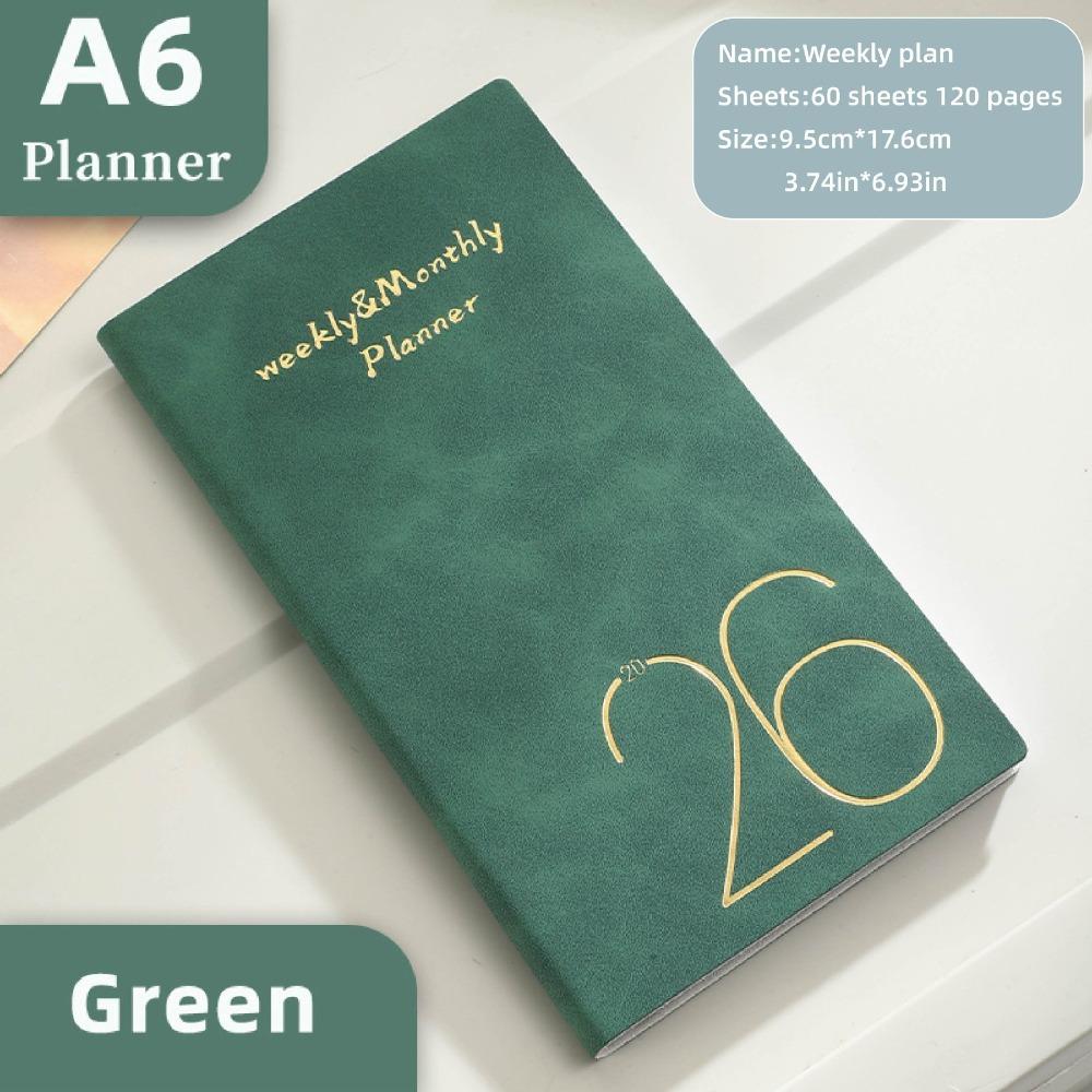 

A6 2026 Книга-планувальник Список справ Щоденний Тижневий Планувальник Портативний Англійський Блокнот Студенти темно-зелений колір