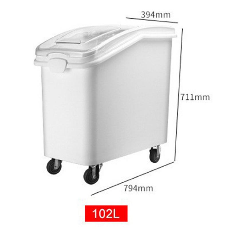 Large Food-Grade Rice Storage Bin, Insect & Moisture-Proof, with Partition, Durable PP Plastic, High Capacity.