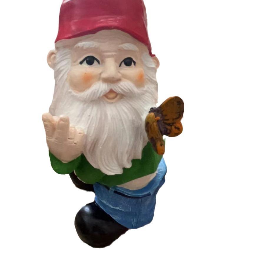 Funny Garden Gnome Statue White Beard Dwarf Resin Craft Outdoor Decor Handmade