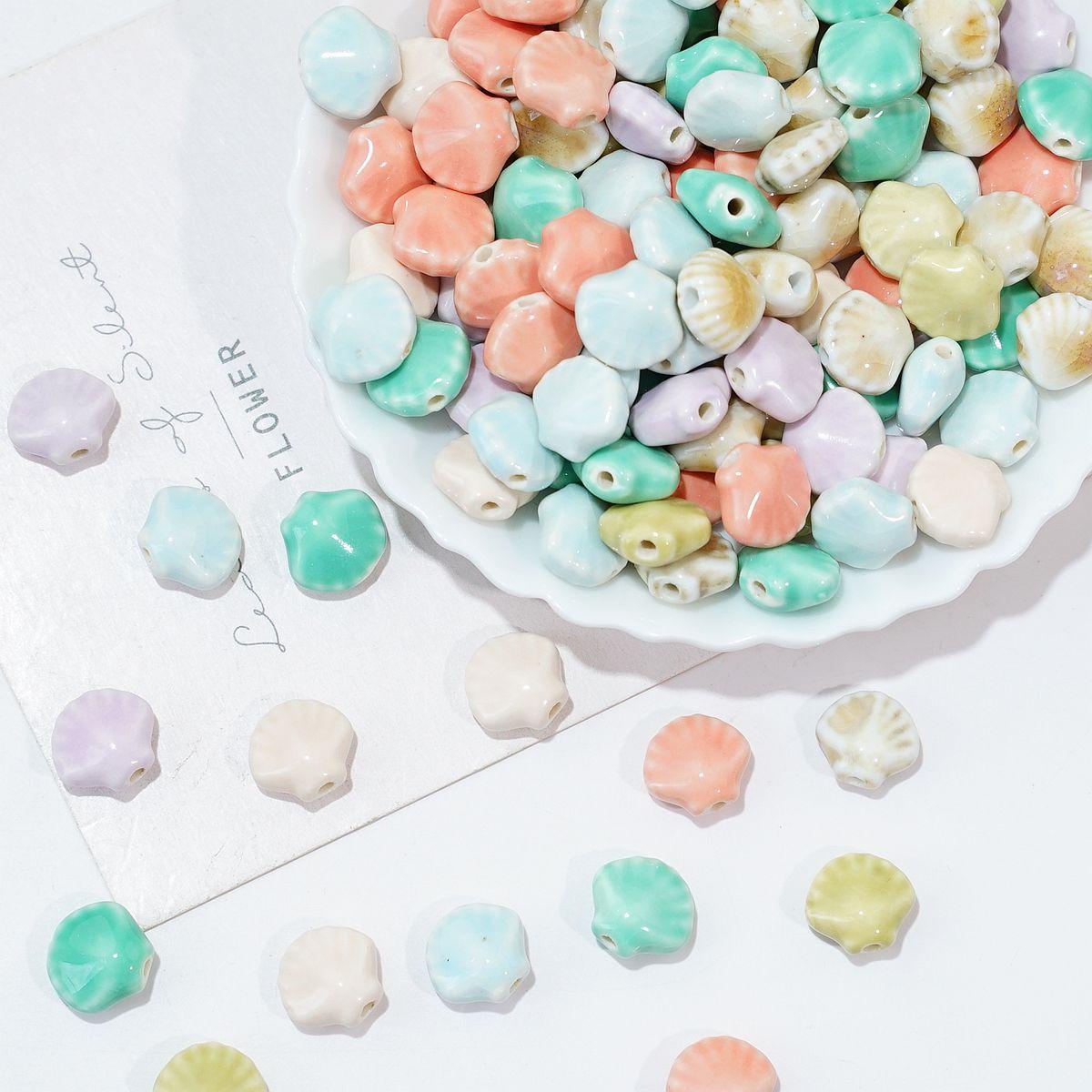 Цветные маленькие свежие керамические бусины Jingdezhen, ракушки, рассыпные бусины, бусины для браслета, аксессуары для браслета DIY, керамические бусины оптом